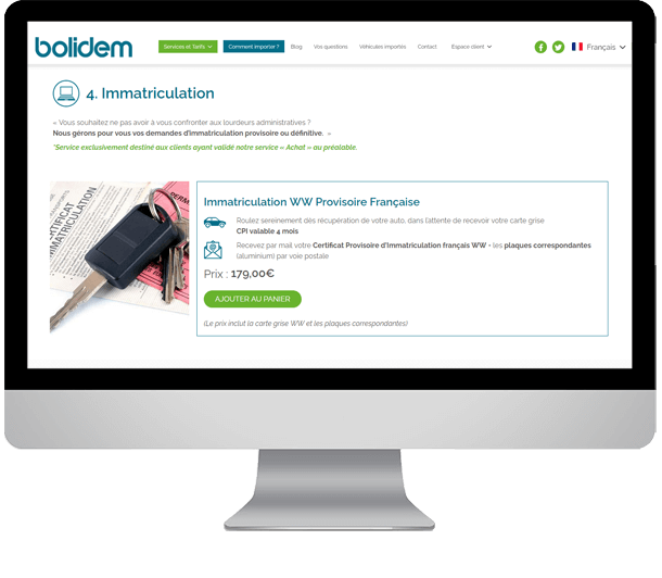 immatriculation du véhicule